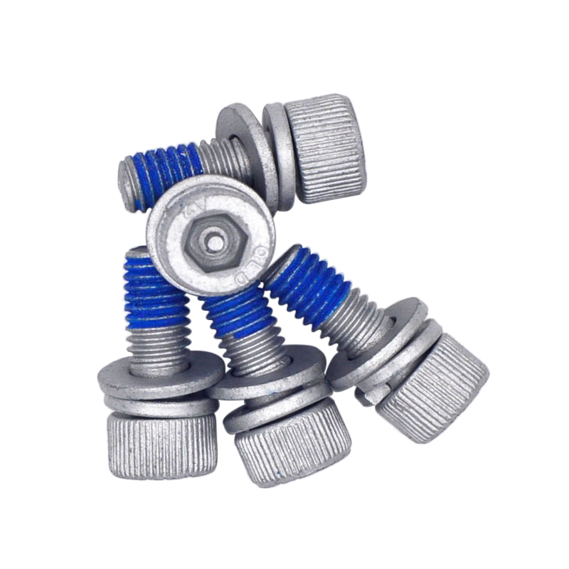 Hex with anti-theft pin slot washer attached full threaded glue patched screws